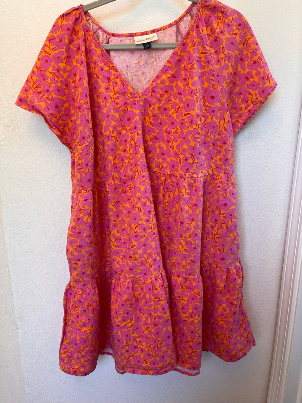 Universal Thread Pink & Orange Floral Tiered Casual Dress